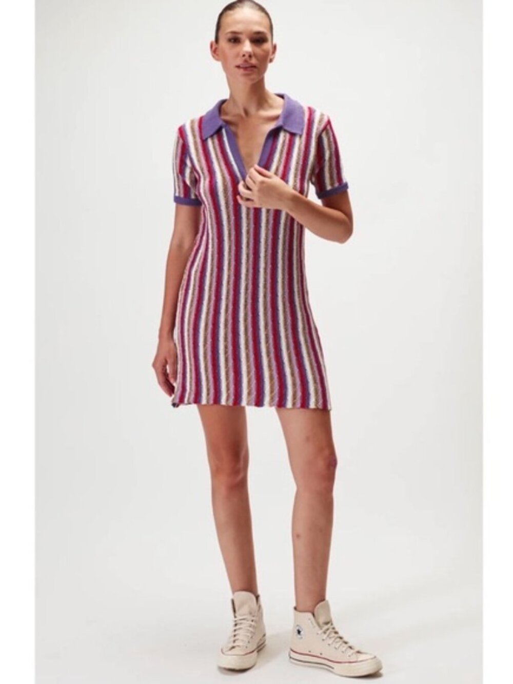 Rue Stiic Knit Mini Dress Sz XS Short Sleeve Australia Bali Striped